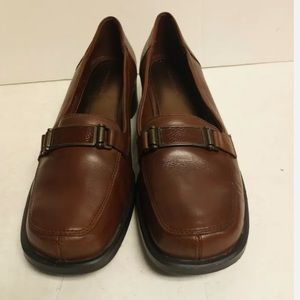 PREDICTIONS Brown Faux Leather Block Heel Loafers Women Size US 6